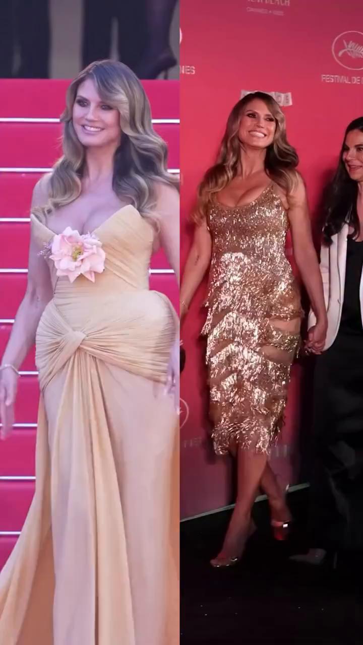 ⭐️Heidi Klum eclipsa a todos los invitados de la alfombra roja inaugural del festival de Cannes con dos looks increíbles.