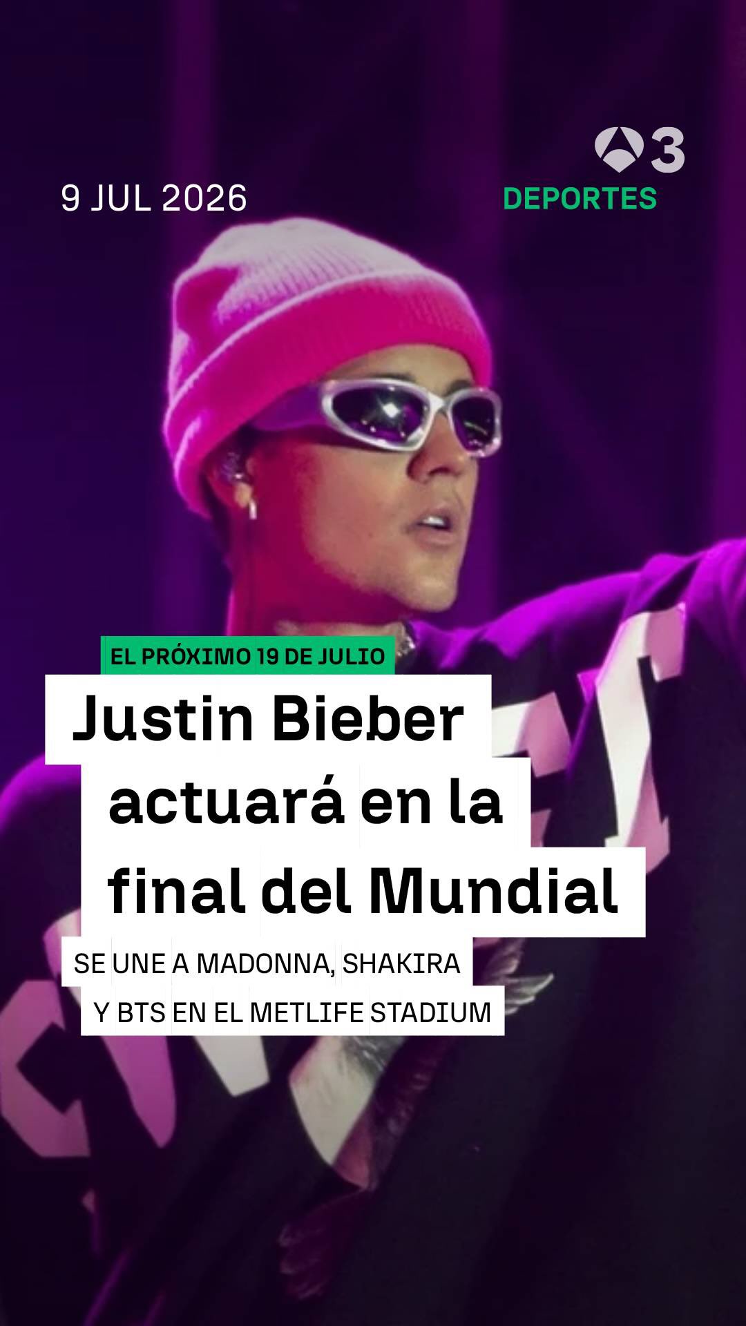 🎶 Justin Bieber se une a Madonna, Shakira y BTS en el espectáculo ‘a lo Super Bowl’ de la final del Mundial