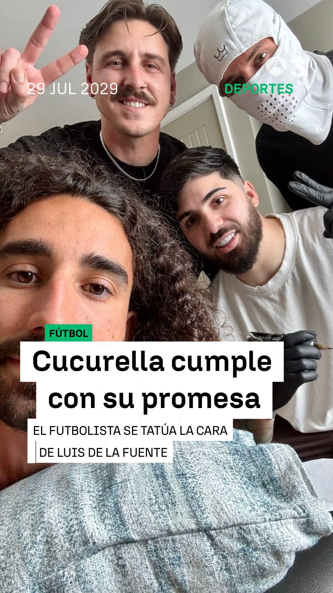 🥅Cucurella cumple su promesa y se tatua la cara del enrenador de La Roja