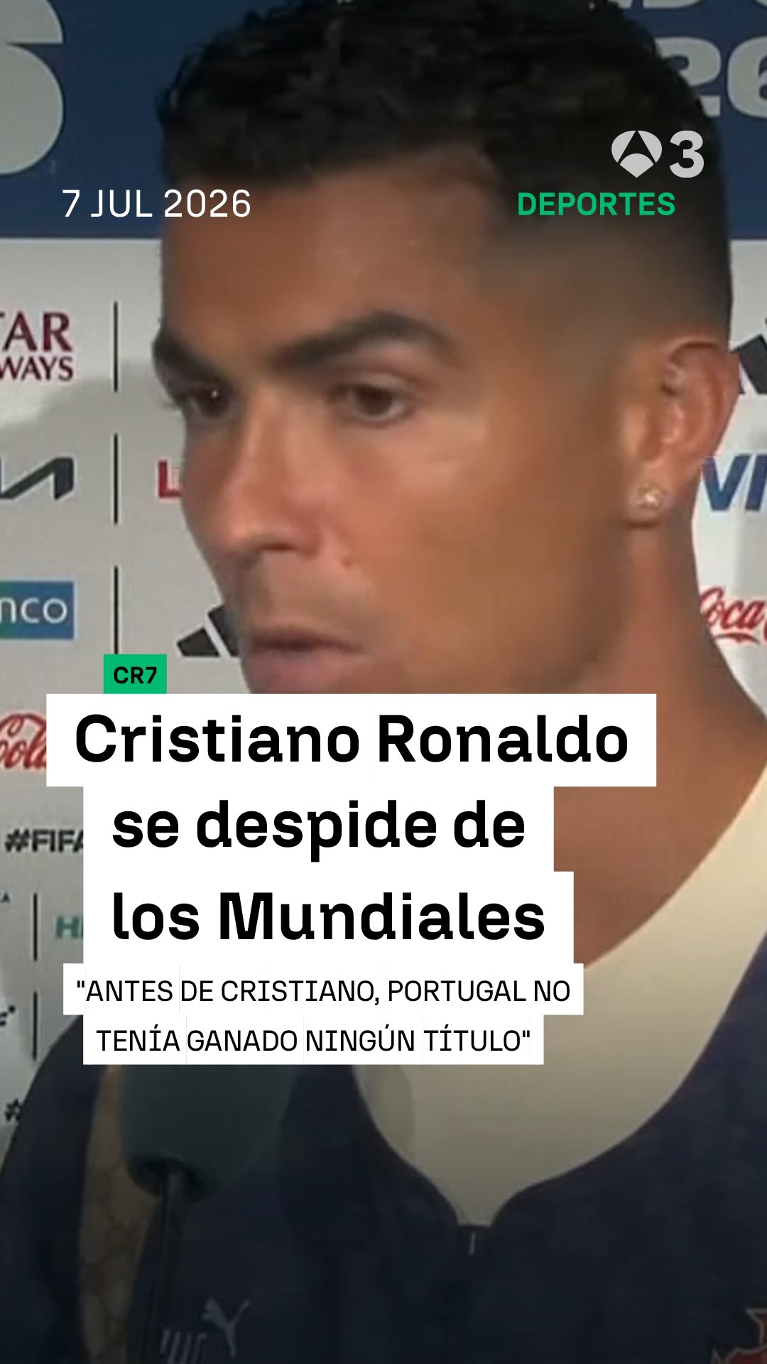 🇵🇹 Cristiano Ronaldo se despide entre lágrimas de los Mundiales: “Antes de mí, Portugal no tenía ningún título”