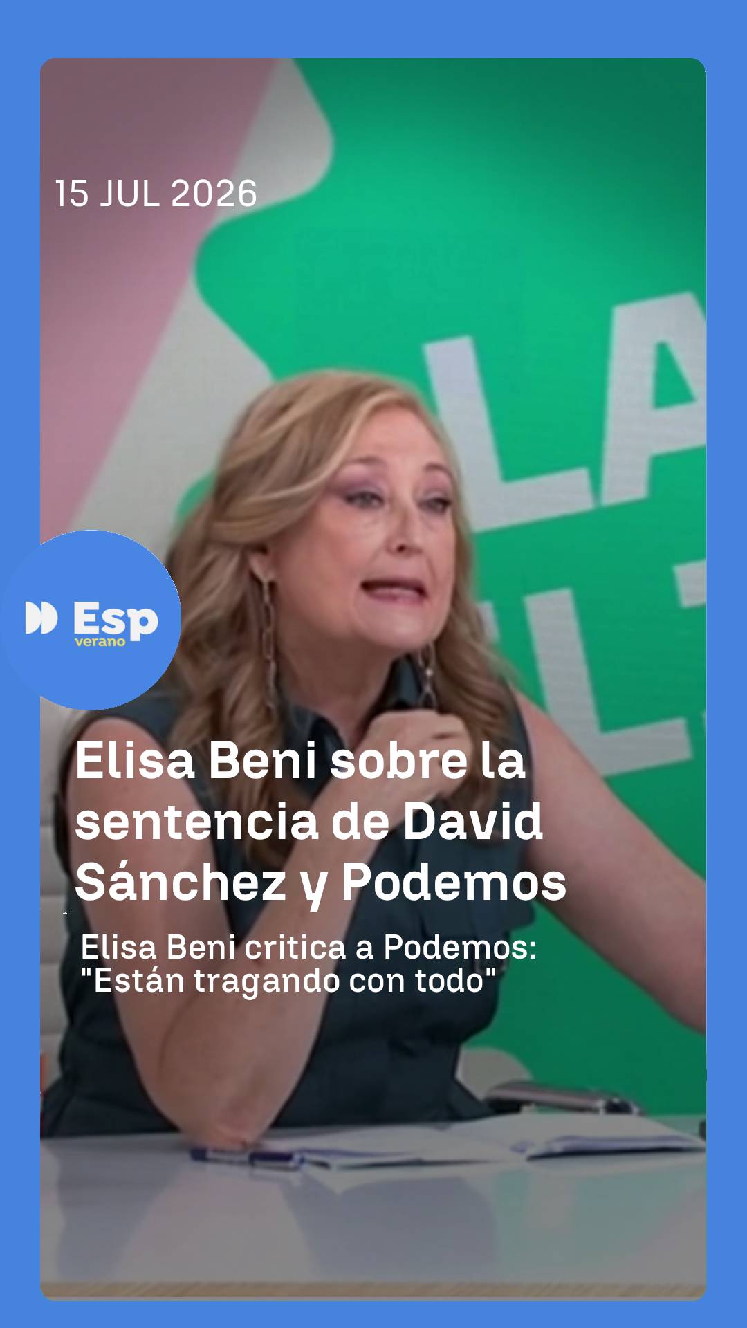 ➡️Elisa Beni critica que Podemos compre la política del PSOE de colocación de familiares y amigos en cargos públicos