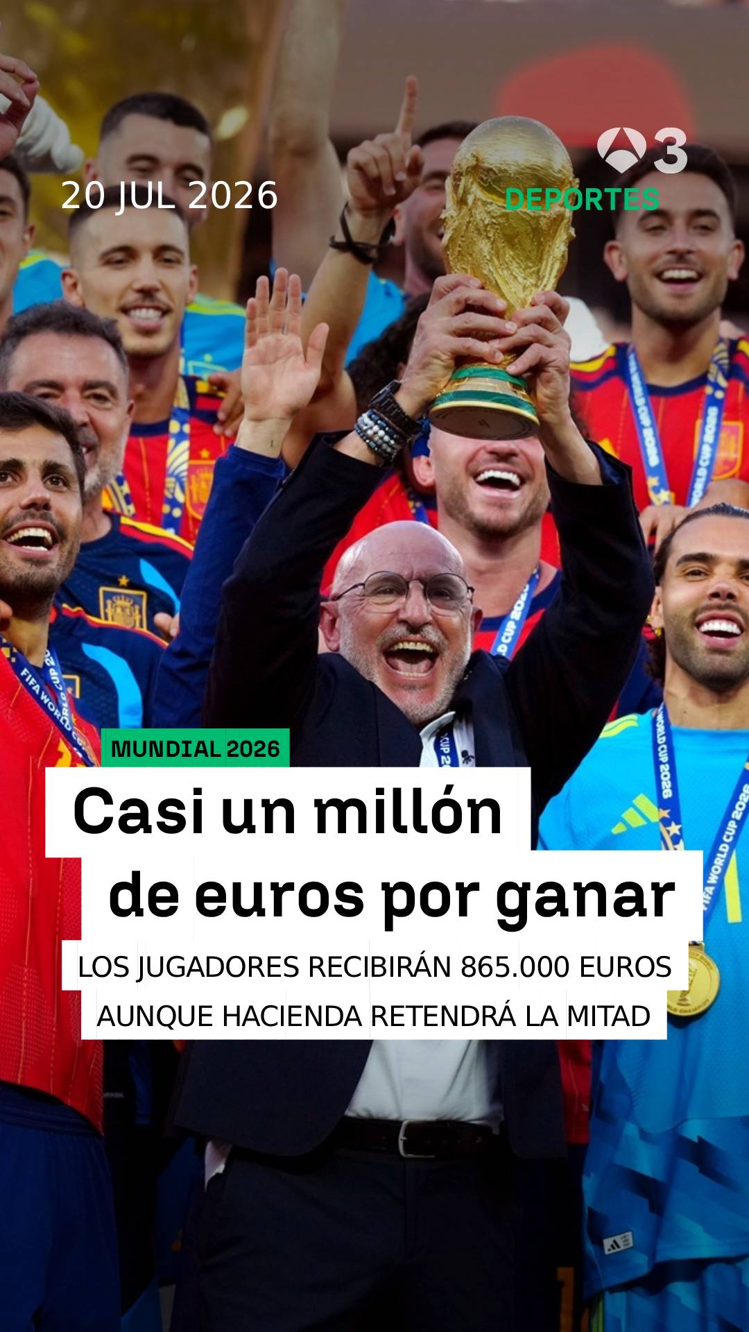 🏆 Cada jugador de España recibirá 865.000 euros por conquistar el Mundial
