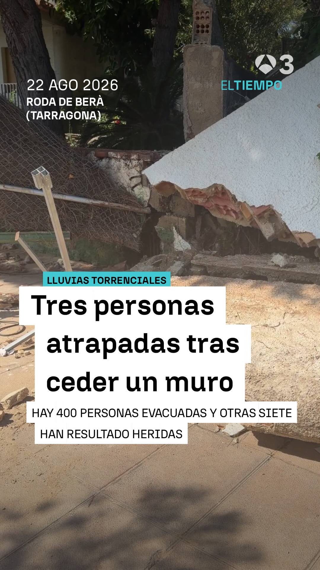 🚨 Tres personas atrapadas al ceder un muro en el puerto de Roda de Berà (Tarragona)