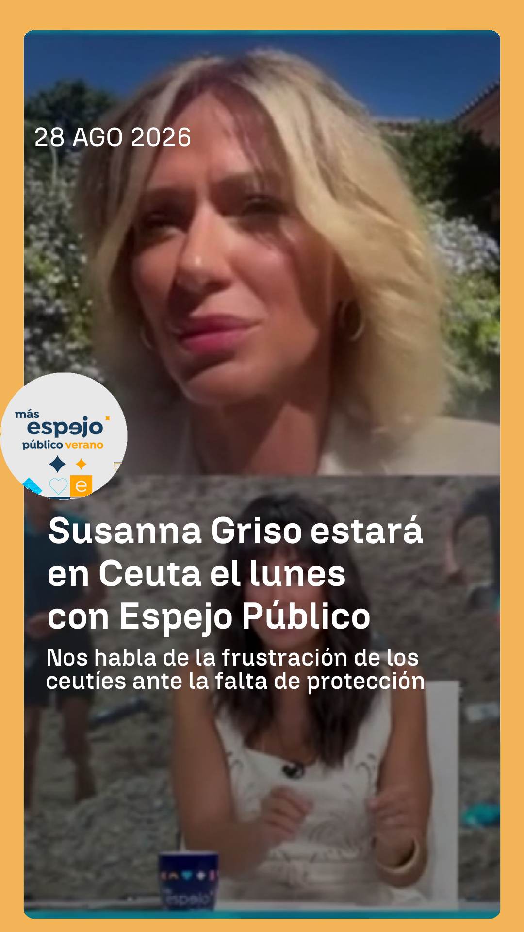 ➡️ Susanna Griso conecta de camino a Ceuta, desde donde nos hablará el lunes.