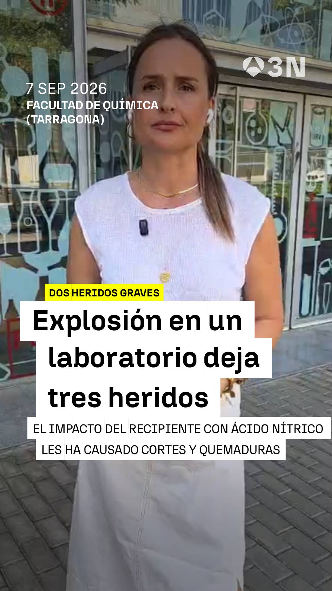 🧪 Tres personas heridas tras una explosión en el laboratorio de la Facultad de Química de Tarragona.