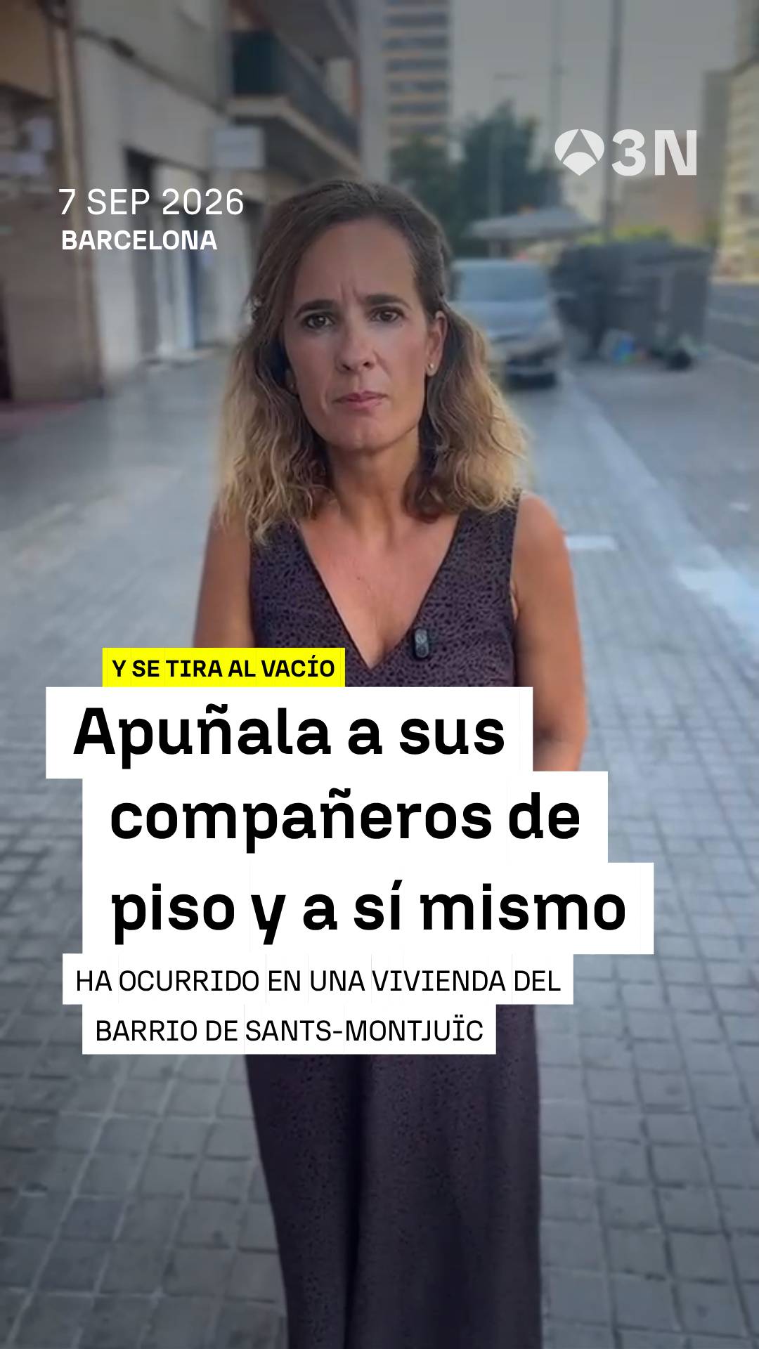 ‼️🔪 Apuñala a sus compañeros de piso y a sí mismo antes de lanzarse desde un cuarto piso en Barcelona