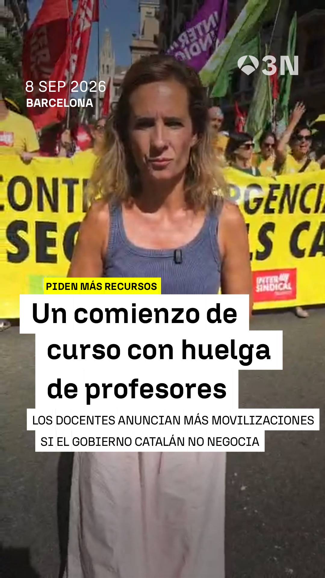 📢👨🏻‍🏫 Los profesores catalanes salen a la calle el primer día de clases para reclamar más recursos y más docentes en las aulas