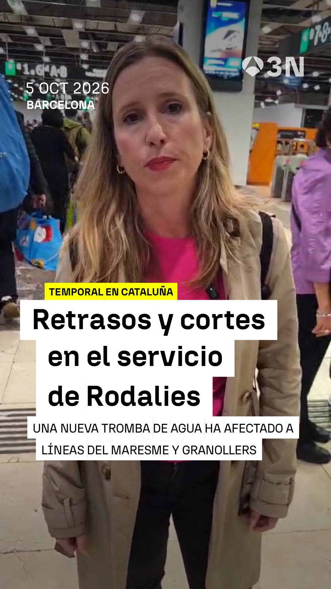 ☔🚆 El temporal en Cataluña ha provocado una mañana de caos y desorientación entre los pasajeros del servicio ferroviario