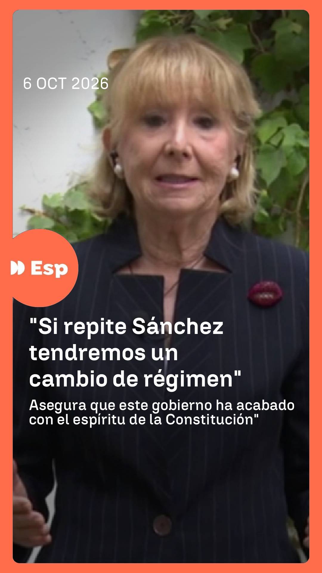 ➡️ La expresidenta popular de la Comunidad de Madrid, Esperanza Aguirre se pronuncia tras el adelanto electoral