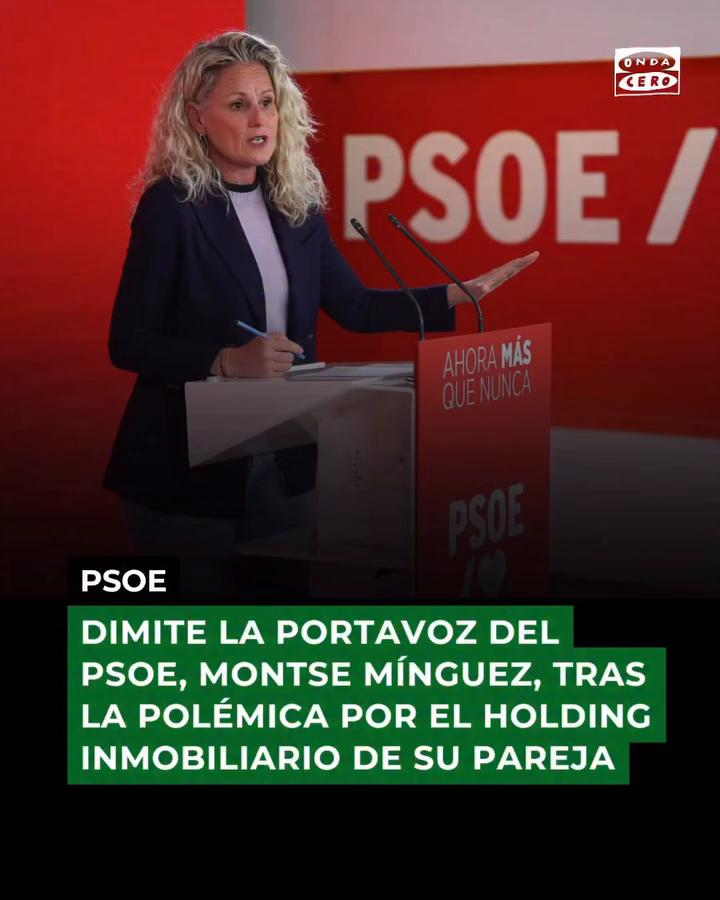 🔴 Montse Mínguez acaba de dimitir de su cargo de portavoz del Partido Socialista