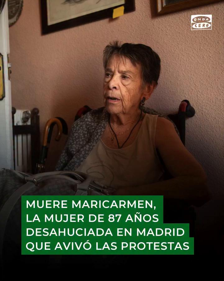 Muere Maricarmen, la mujer de 87 años desahuciada en Madrid que avivó las protestas