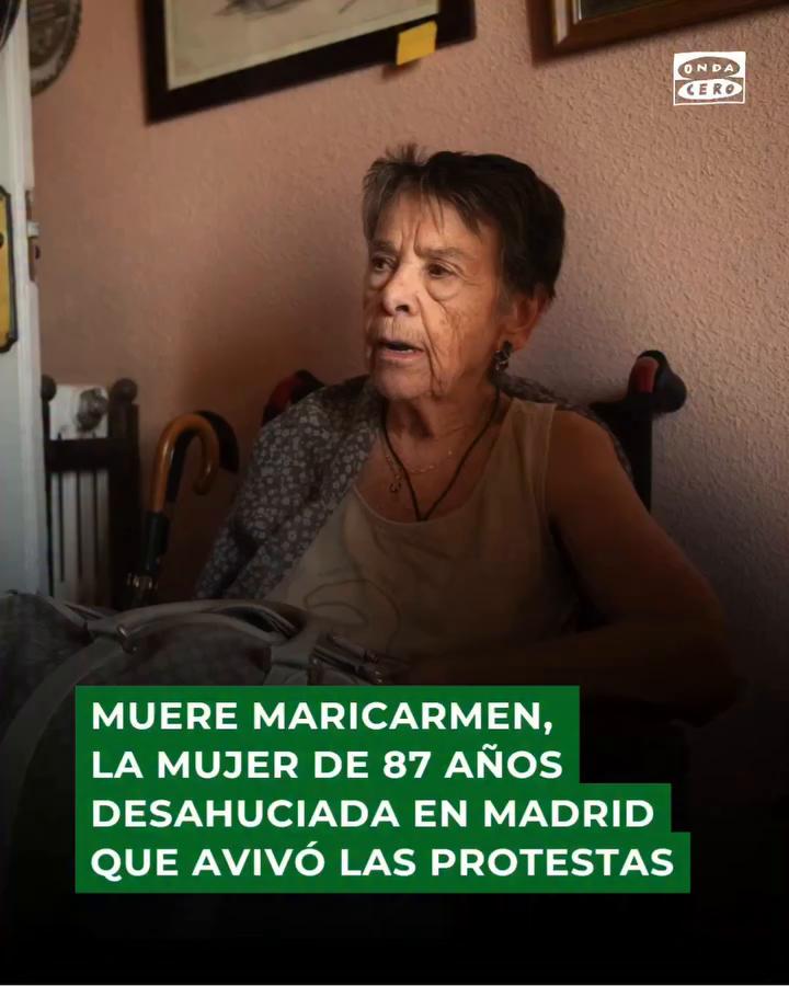 Muere Maricarmen, la mujer de 87 años desahuciada en Madrid que avivó las protestas