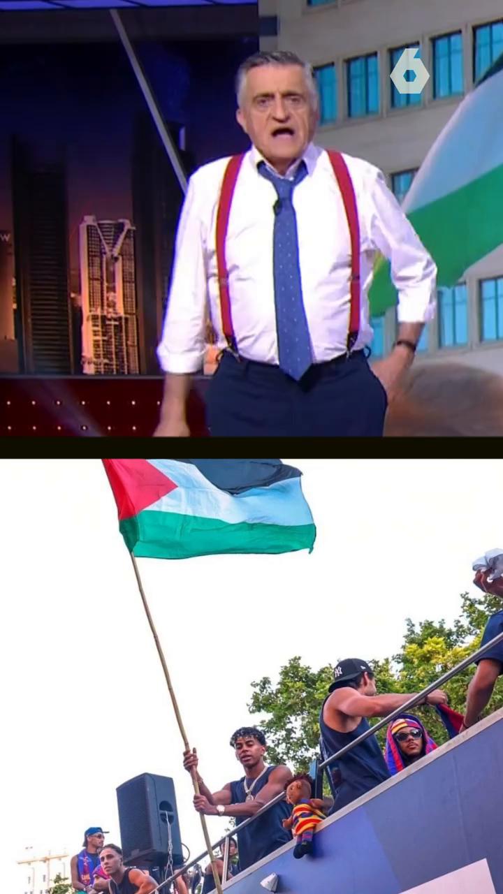 Lamine Yamal ondea bandera palestina en celebración liguera y genera polémica mundial