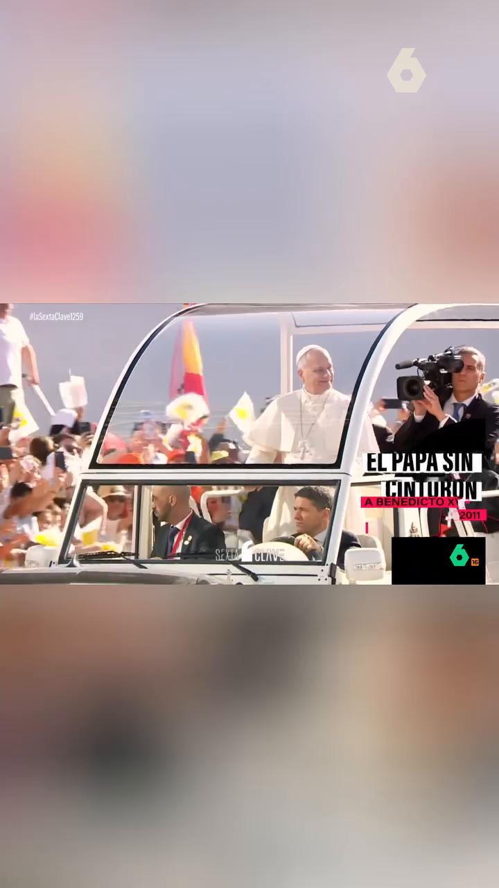 🚘 El papa León XIV se pasea por las calles de Madrid en el papamóvil sin cinturón y sacando medio cuerpo fuera de la ventanilla...