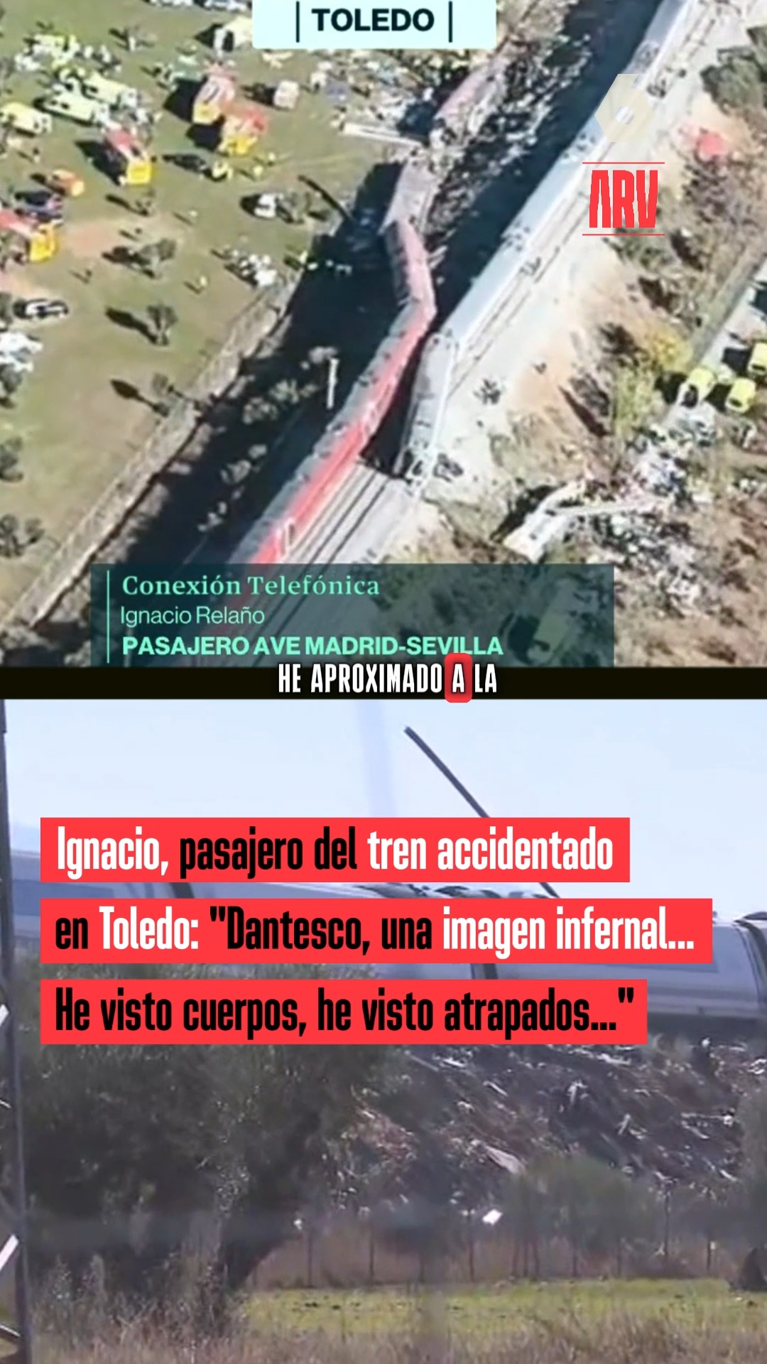 Así ha relatado Ignacio, pasajero del tren accidentado en Toledo, que es lo que ha visto tras salir del vagón en el que viajaba: 