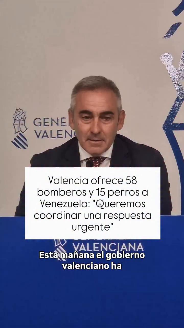El gobierno valenciano ofrece 58 bomberos y perros de rescate a Venezuela