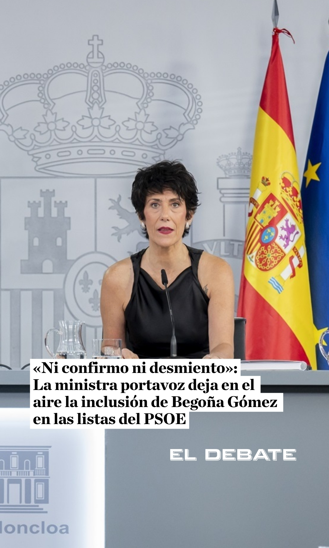 El PSOE desmiente que Pedro Sánchez incluya a su esposa en listas electorales