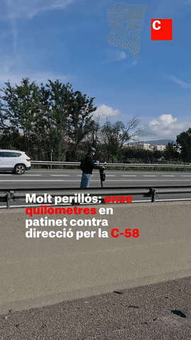  Onze quilòmetres contra direcció per la C-58, la perillosa temeritat d'un home en patinet enxampat pels Mossos