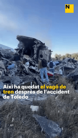  Així ha quedat el vagó de tren després de l'accident de Toledo