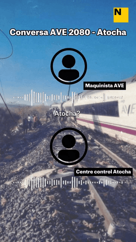  L'àudio entre el centre de control d'Atocha i l'AVE que va envestir per darrere l'altre comboi aturat, que correspon a les 8.36 hores, mostra les indicacions que es van donar després que el sistema de seguretat i senyalització automàtic fallés a la zona d'Urda, Toledo.
