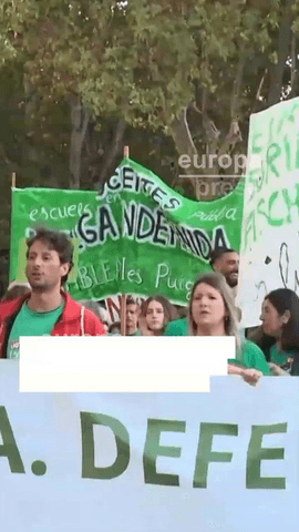 Miles de profesores de la educación pública madrileña han marchado desde Atocha hasta la sede de la Consejería de Educación, en la calle Alcalá para exigir a la consejera del ramo, Mercedes Zarzalejo, 