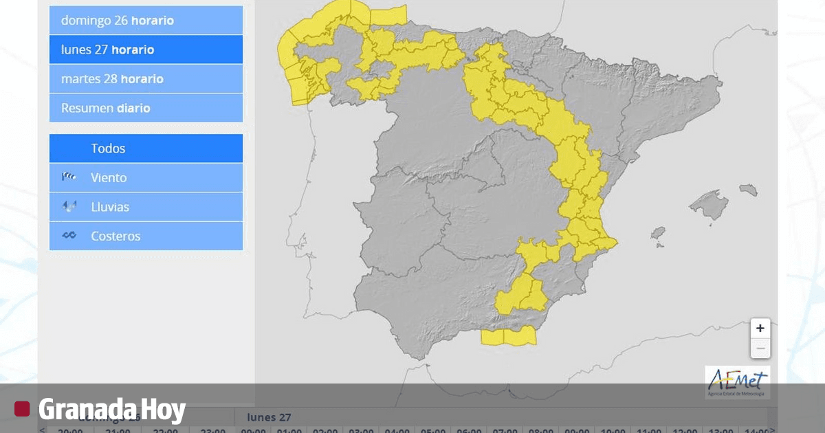 El pronóstico del tiempo para Granada este lunes mucha atención al