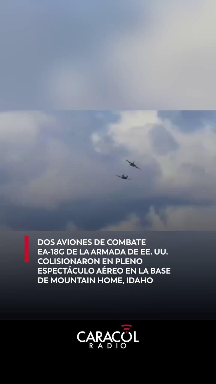 #EnRedes | Dos aviones de combate estadounidenses colisionaron este domingo en la base aérea de Mountain Home, en el estado de Idaho, durante un espectáculo aéreo, en un accidente que no dejó víctimas mortales.