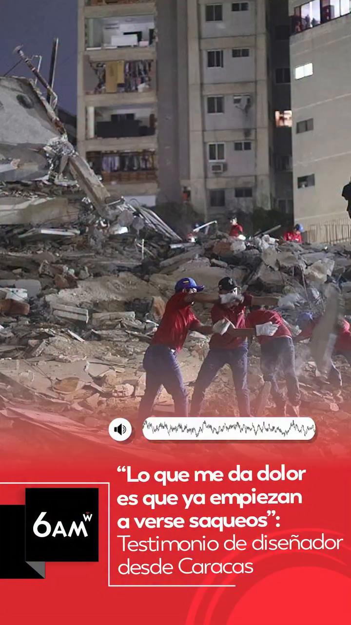 Venezolanos remueven escombros con cascos de bicicleta por falta de respuesta oficial