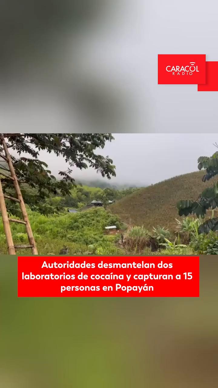 Autoridades destruyen dos laboratorios de cocaína y capturan a 15 personas en Popayán