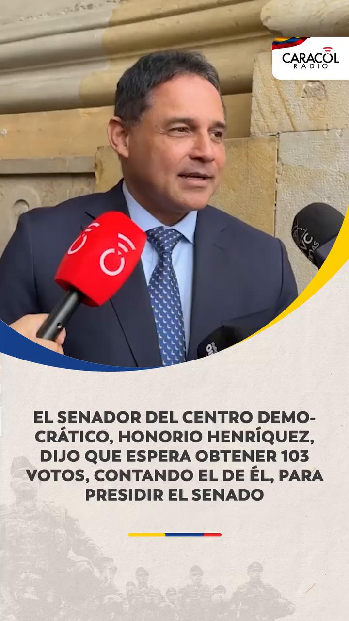 Senador del Centro Democrático aspira a 103 votos para presidir el Senado