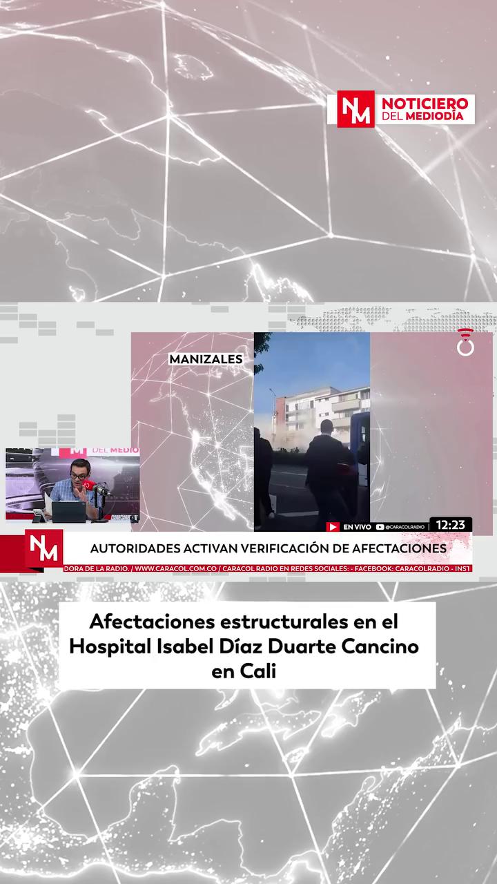 Sismo en Cali causa caída de fachada en el Hospital Isaias Duarte Cancino