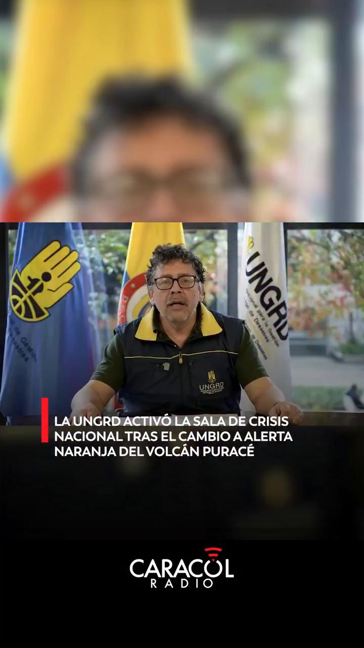 Activan Sala de Crisis Nacional ante alerta naranja del volcán Puracé