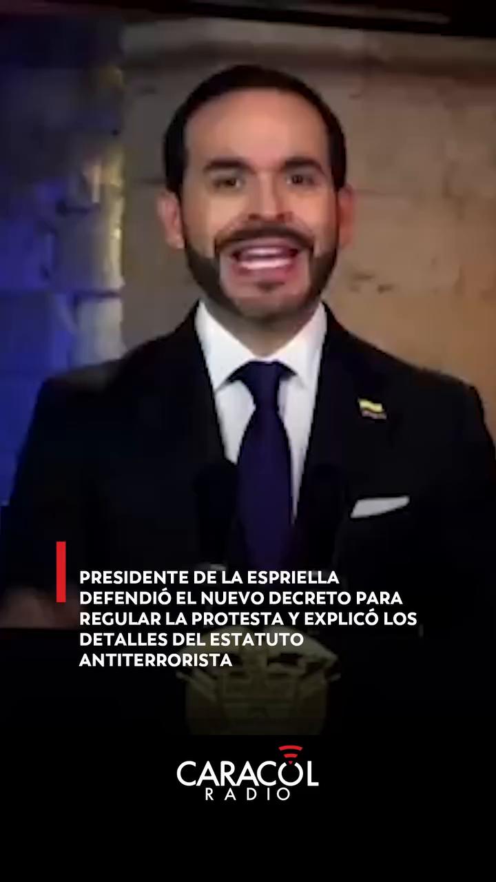 #EnRedes |  En medio de su alocución de este lunes 12 de octubre, el presidente Abelardo de la Espriella defendió el nuevo decreto para regular la protesta y explicó los detalles del estatuto antiterrorista que será radicado en los próximos días antes el Congreso.