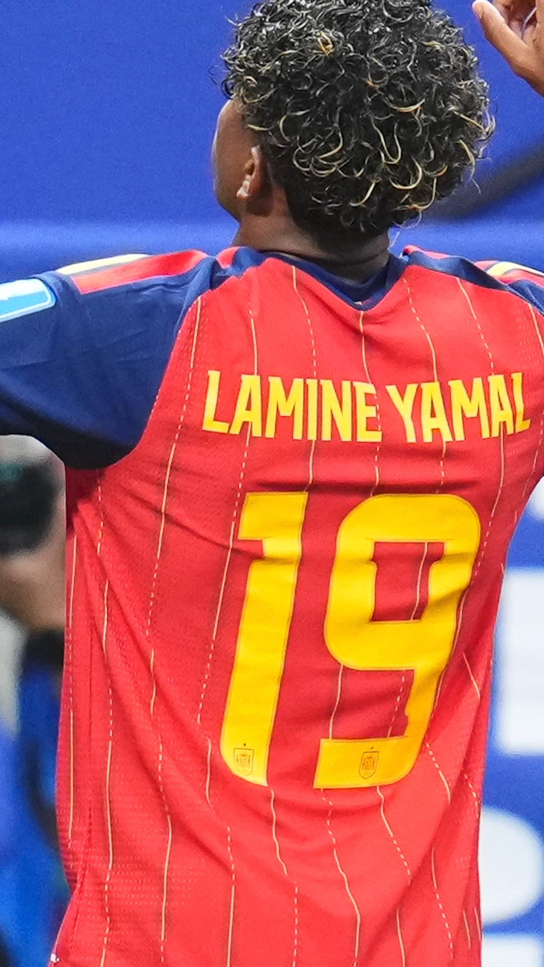 Lamine Yamal celebra su primer gol en el Mundial con la selección española