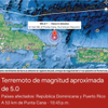 G_Gomez Un temblor de magnitud 5.4 se registró la noche de este lunes en el noreste de Punta Cana