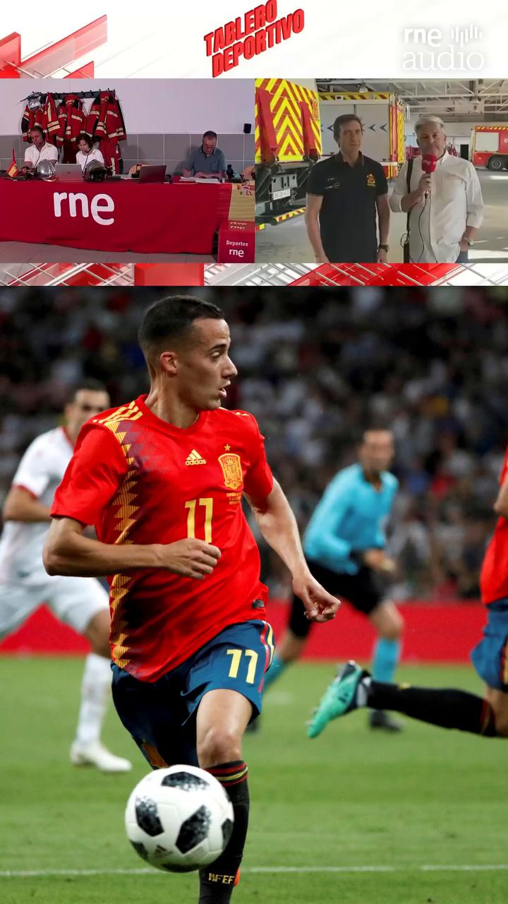 Lucas Vázquez anima a la selección desde un parque de bomberos por su suegro