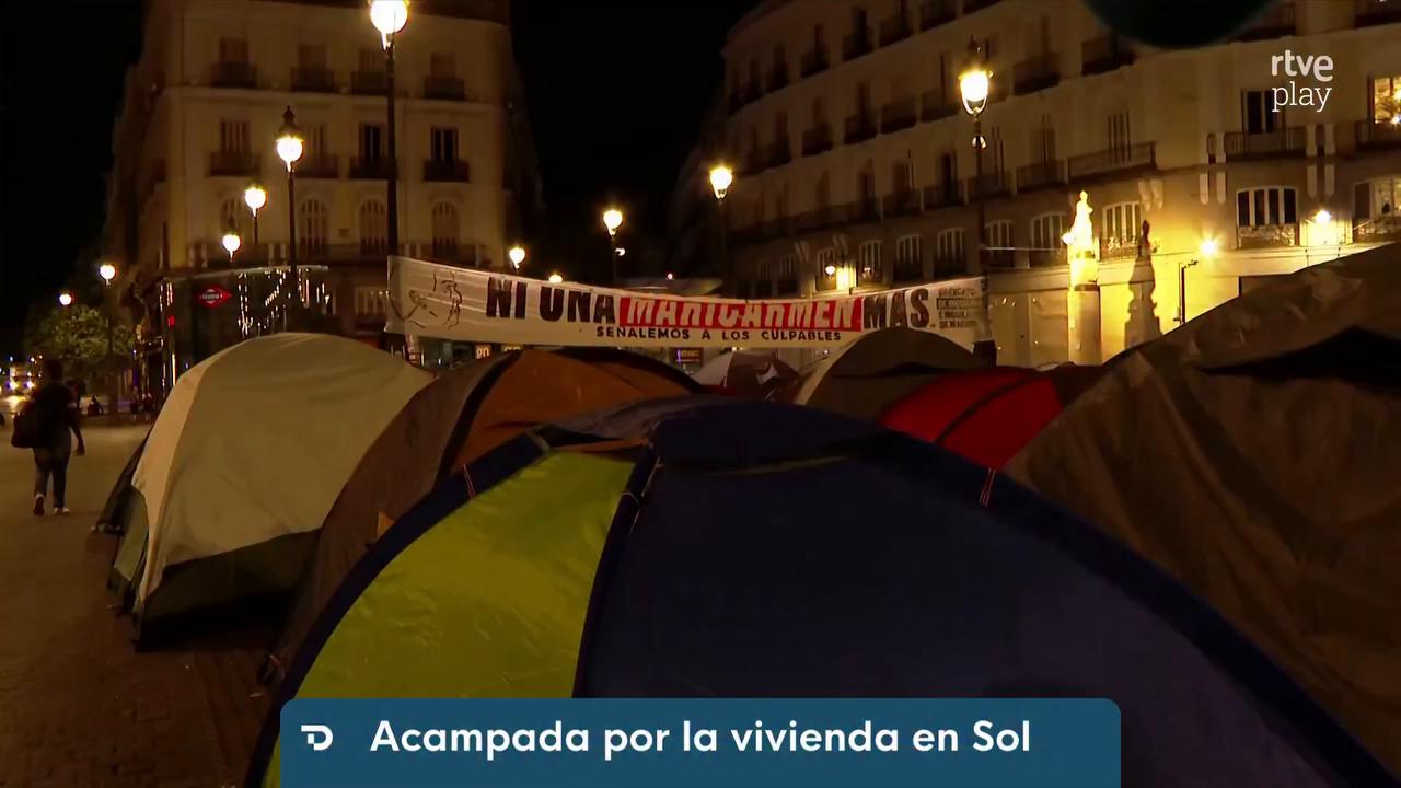 Miles acampan en Puerta del Sol para exigir contratos de alquiler indefinidos