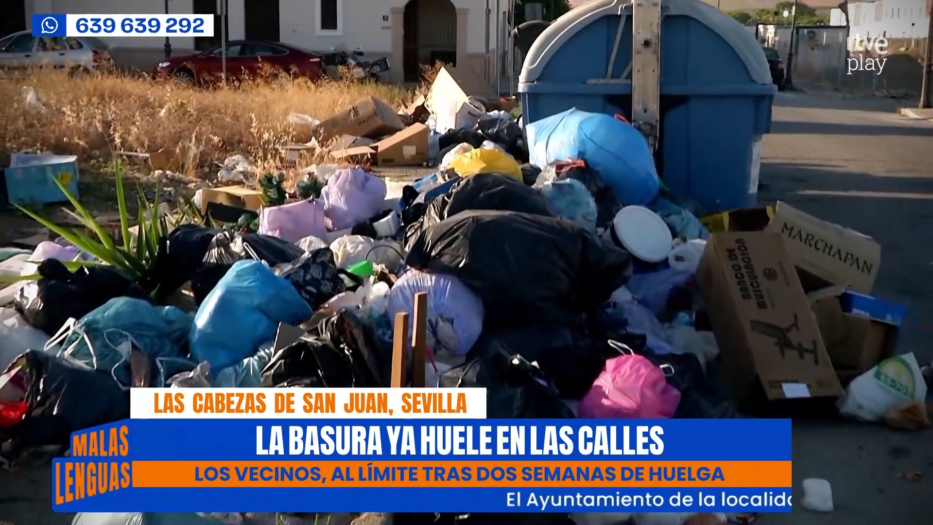 Huelga de basuras cumple 16 días en Las Cabezas de San Juan con contenedores desbordados