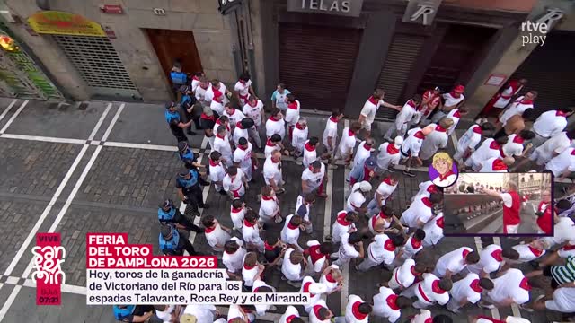 Doce caballos de Madrid refuerzan la seguridad en las calles estrechas de Pamplona
