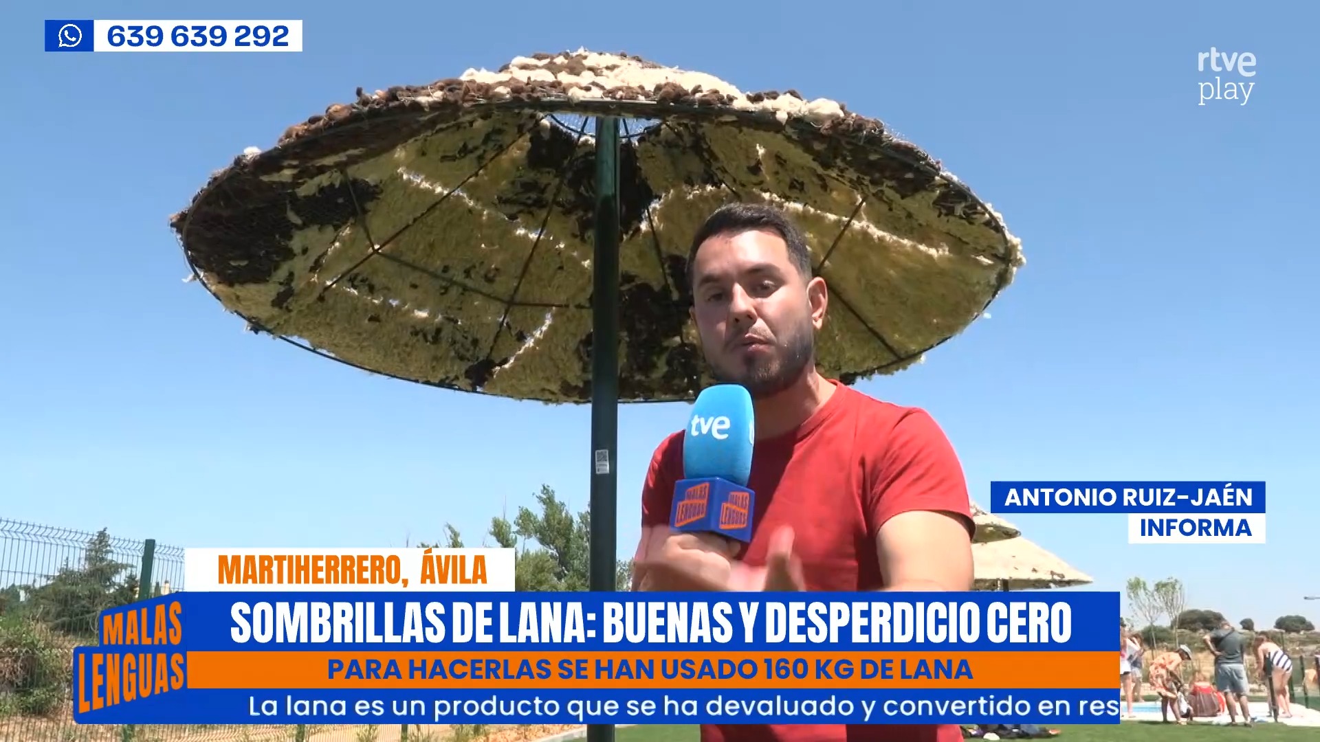 Marte Herrero da una segunda vida a la lana con sombrillas para la piscina municipal