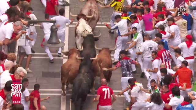 Un toro introduce el pitón bajo la camiseta de un corredor en Mercaderes