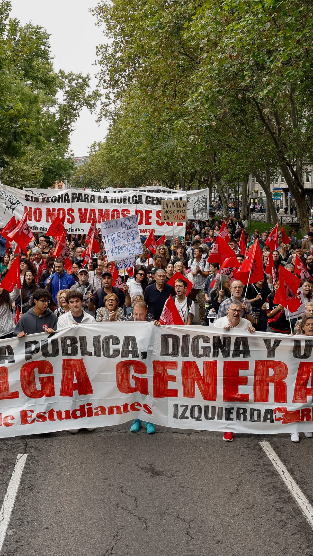 Cuatro columnas convergen en Cibeles en la gran manifestación por la vivienda en Madrid