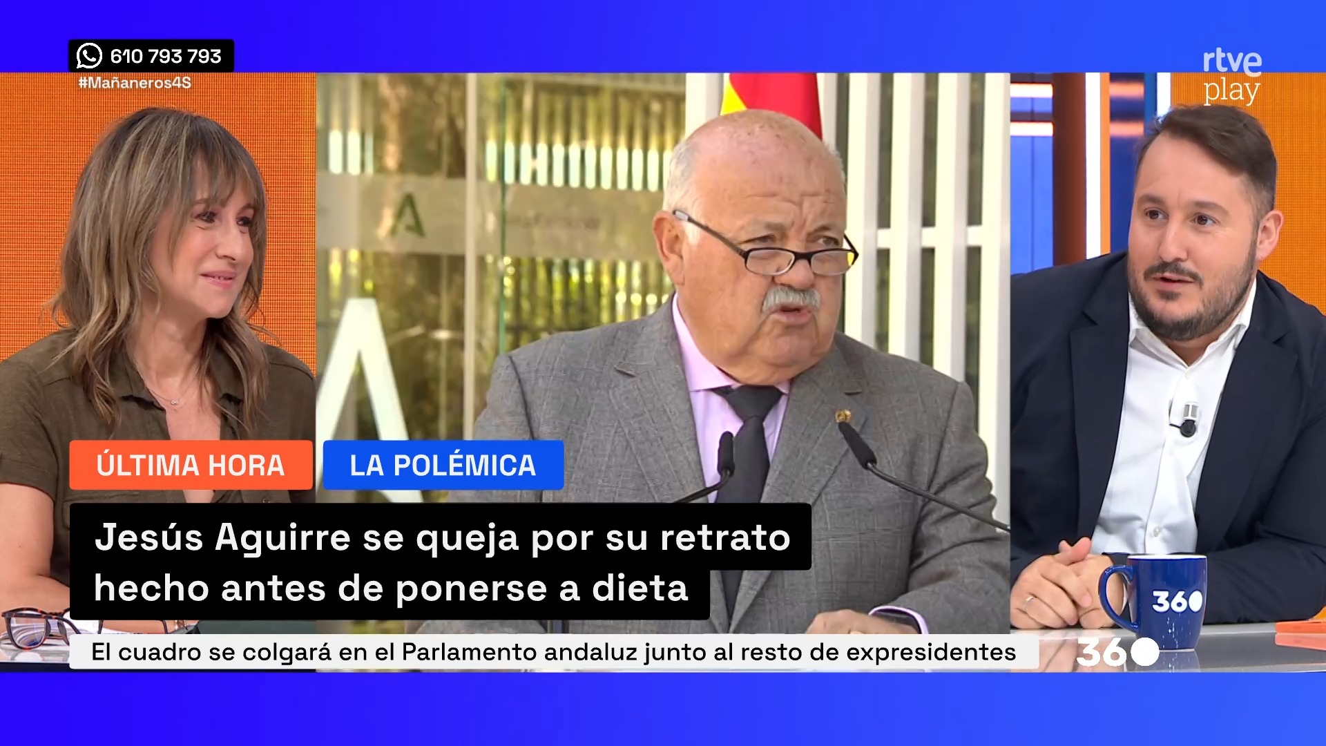Jesús Aguirre protesta por su cuadro en el Parlamento andaluz por no reflejar su dieta