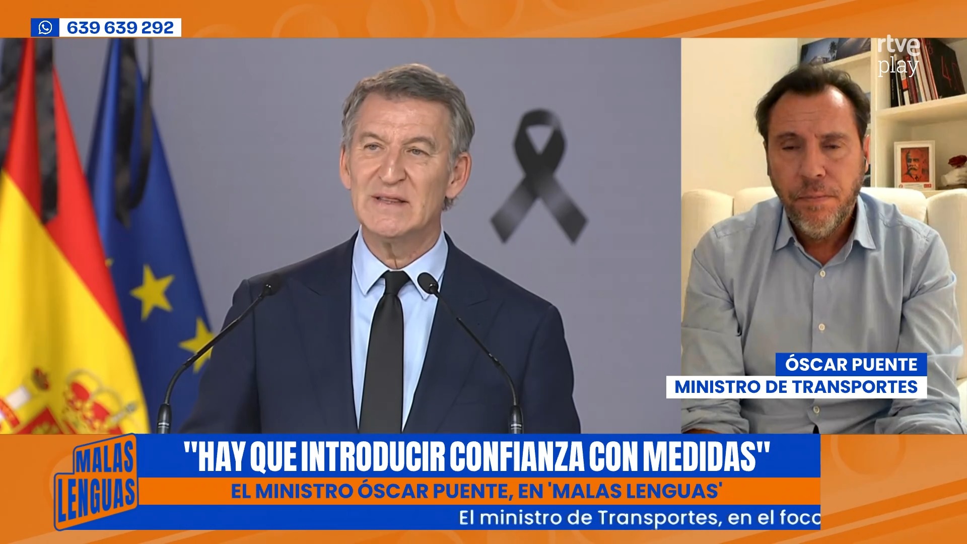 Feijóo y Abascal cargan contra el ministro Puente por el accidente