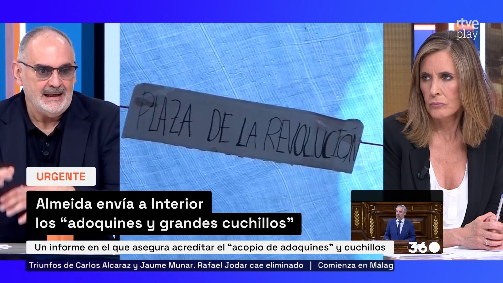 Almeida minimizó la quema de contenedores en Ferraz y ahora alerta de cuchillos en Sol