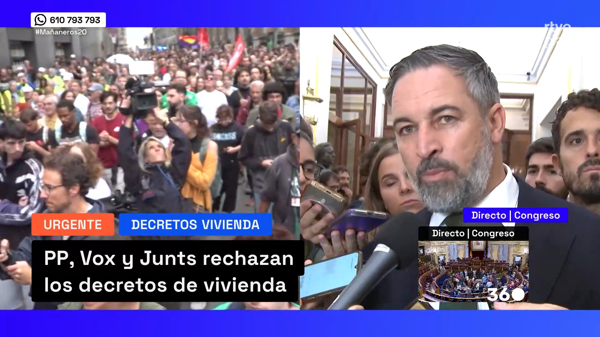 Abascal vincula la crisis de vivienda con la inmigración durante protesta frente al Congreso