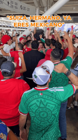 Los aficionados de M�xico presentes en el Estadio de Los �ngeles se han hermanado con los suizos en la celebraci�n de la victoria helv�tica contra Bosnia (4-1)