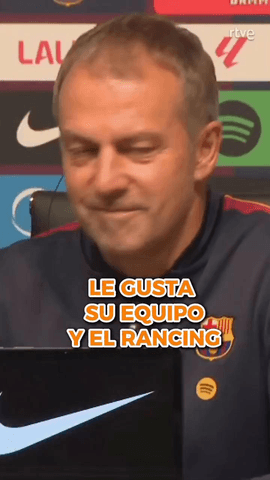 Hansi Flick, feliz con el juego de su equipo, reconoce que pese a la goleada el Racing les puso en dificultades.