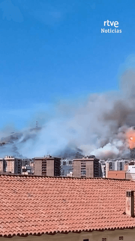 Unos 14.000 vecinos de Barcelona han sido confinados por el incendio forestal que afecta al parque natural de Collserola.
