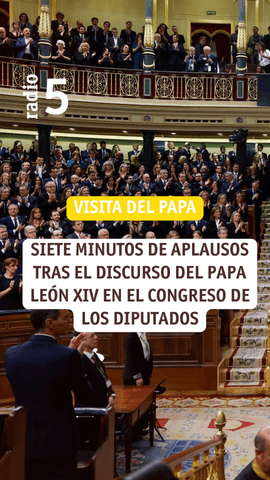 El papa León XIV ha recibido una larga ovación, de más de siete minutos, tras su histórica intervención en el Congreso de los Diputados